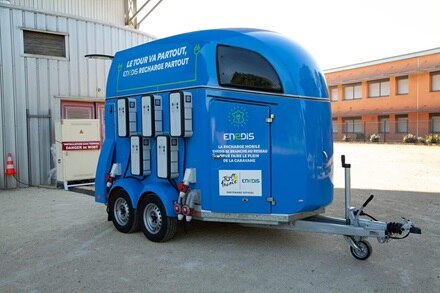 Station de charge mobile Hager de véhicules électriques tour de France