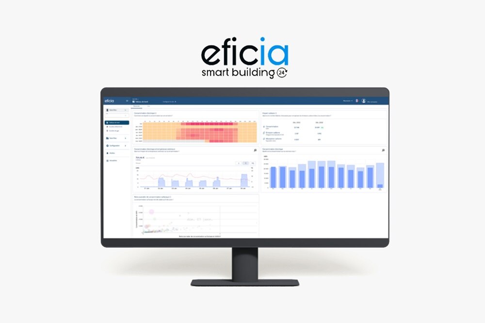 Ecran avec logiciel eficia, pour maîtriser les enjeux de transition numérique et énergétique des bâtiments