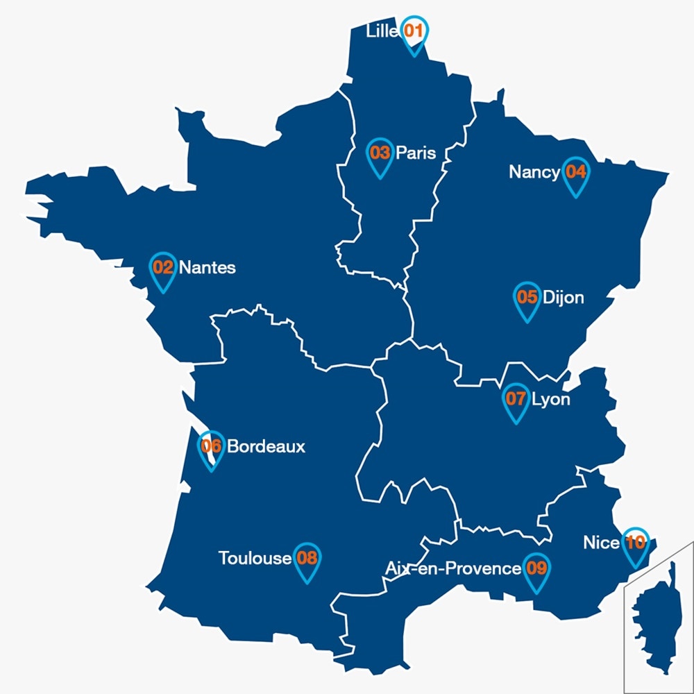 Carte des centres de compétences Hager France