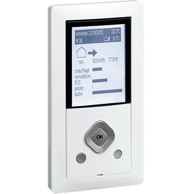 EC140, prise et interrupteur essensya, gestionnaire d’énergie RT2012 Hager