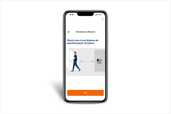 Exécution d’une commande de fermeture à distance dans l'app Hager Power touch