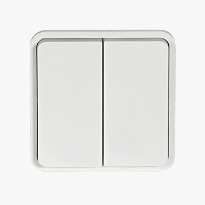 appareillage étanche IP55 cubyko de Hager, double interrupteur étanche blanc WNA040B