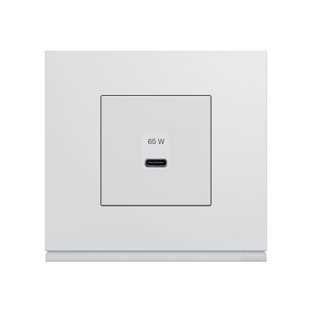 Chargeur USB-C  charge rapide 65 W gallery de Hager, finition pure