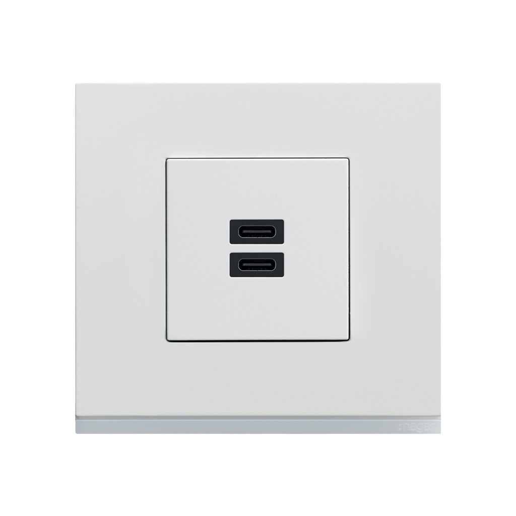 Chargeur USB-C + C  gallery de Hager, finition pure