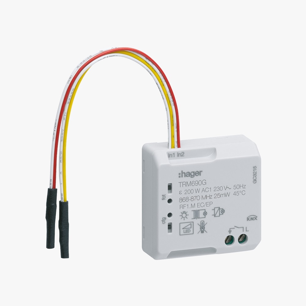 Micromodule TRM690G de Hager, 2 fils pour éclairage LED variable et halogène BT ou TBT