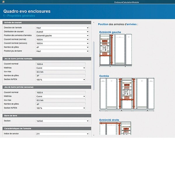 Vue sur le logiciel hagercad.T Hager de configuration d'armoires prédéfinies et vérifiées, qui peuvent être modifiées