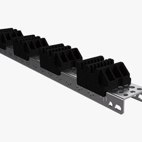 Nouveaux supports de jeux de barres quadro evo Hager clipsés sur des profilés, plus simple pour le réglage