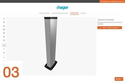 configurateur officea hager, etape 3 configurateur officea