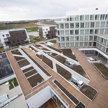 Vue aerienne du batiment du Credit Agricole Brie Picardie