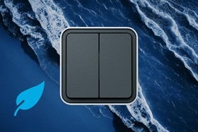 interrupteur double étanche IP55 cubyko leaf de Hager en plastique recyclé