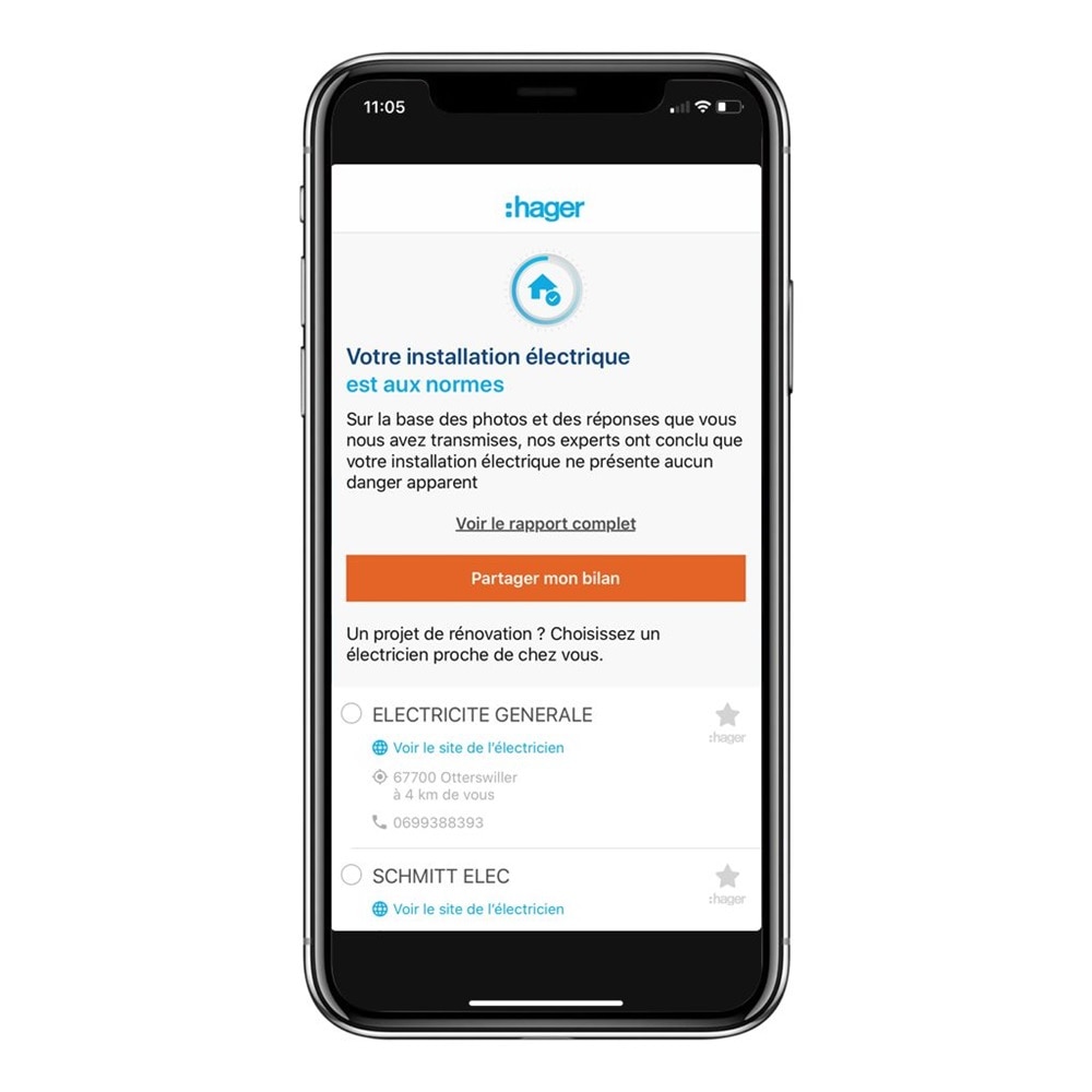 Hager check, application, application Hager check, tester votre installation électrique, installation électrique, diagnostic électrique, normes, vérification, mise aux normes, bilan électrique