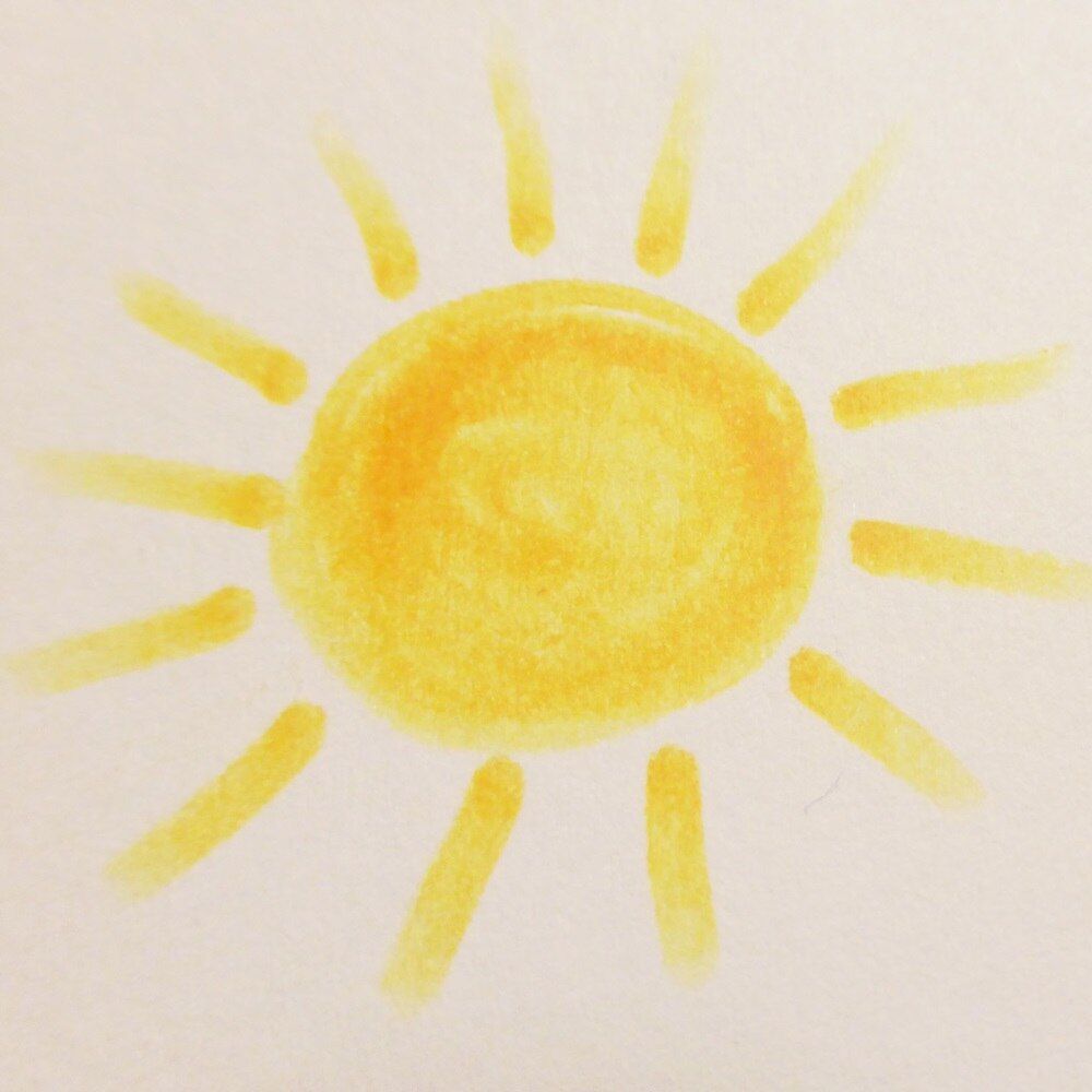 le soleil, dessin d'enfant à la peinture