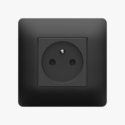 appareillage mural essensya anthracite de Hager, prise 2P + T