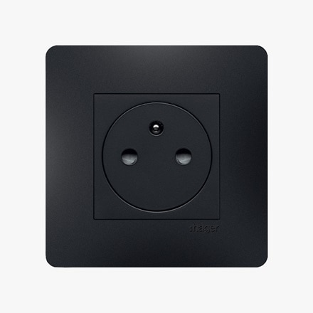 appareillage mural essensya anthracite de Hager, prise affleurante 2P+T