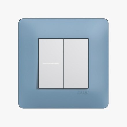 Appareillage mural essensya de Hager, finition riviera et fonction poussoir avec et sans voyant pure