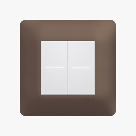 Appareillage mural essensya de Hager, finition terra, fonction double poussoir pure à voyants lumineux