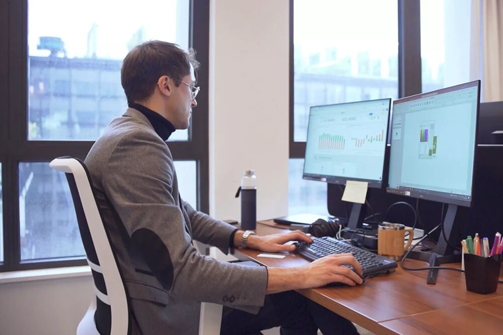 Employee working on computer