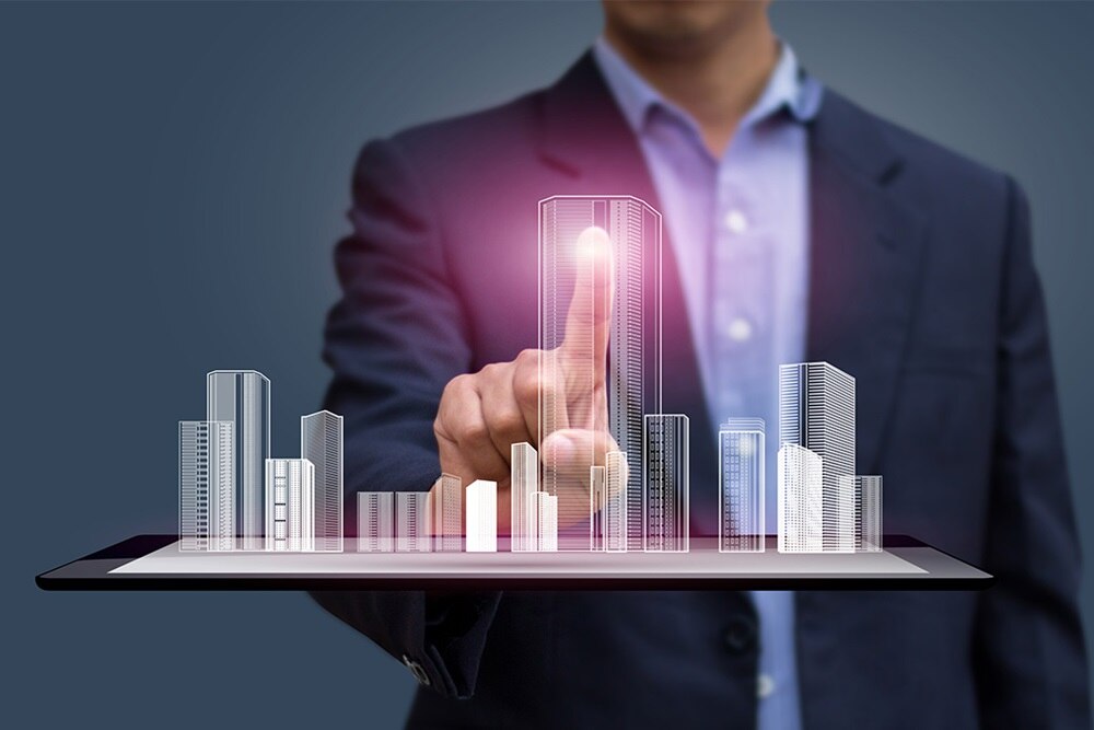 City displayed on tablet