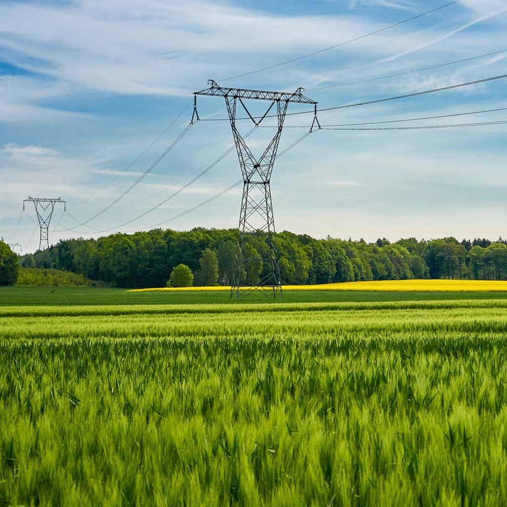 Hager Group Green field with power pole