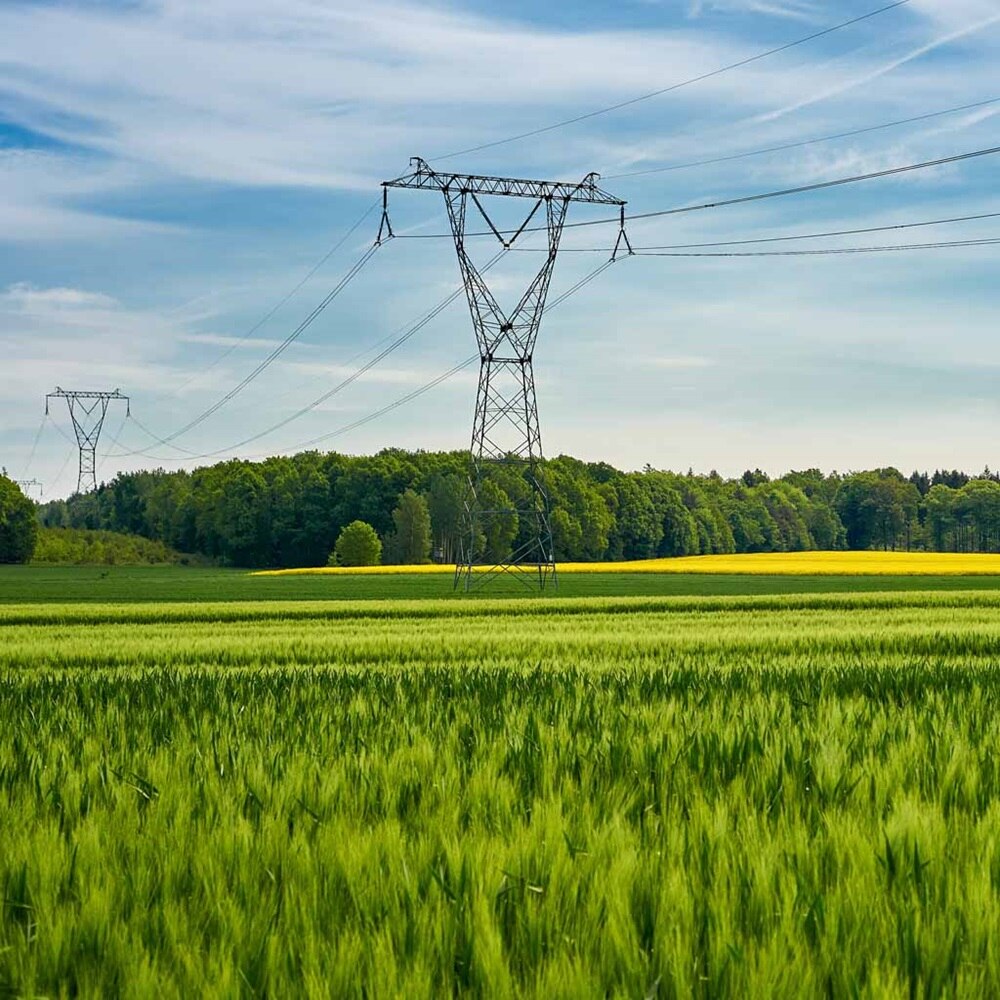 Hager Group Green field with power pole