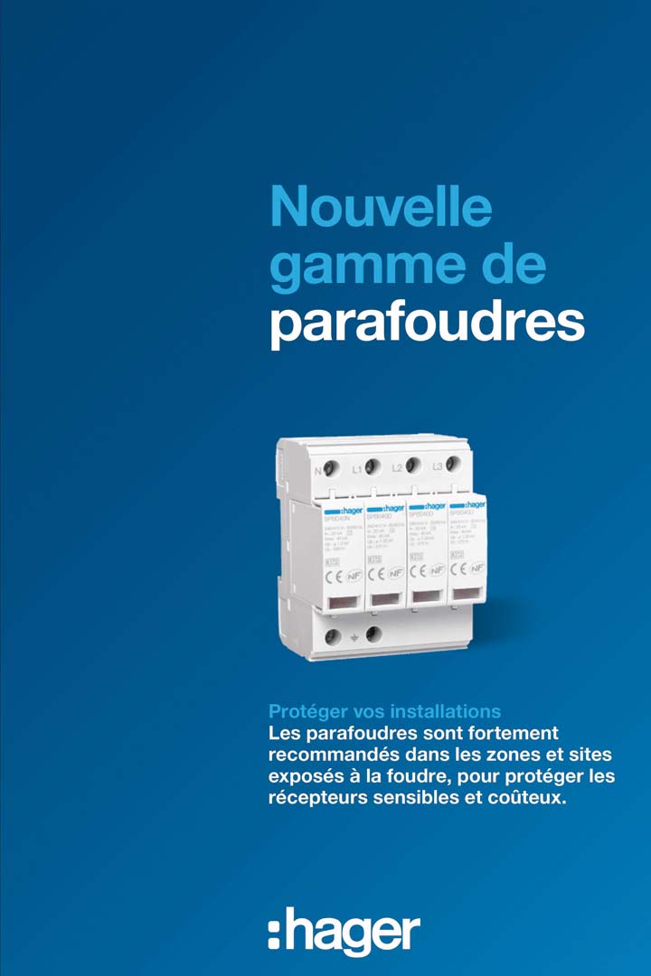 Dispositif de protection contre les surtensions de Hager dans un matériel promotionnel pour nouvelle gamme