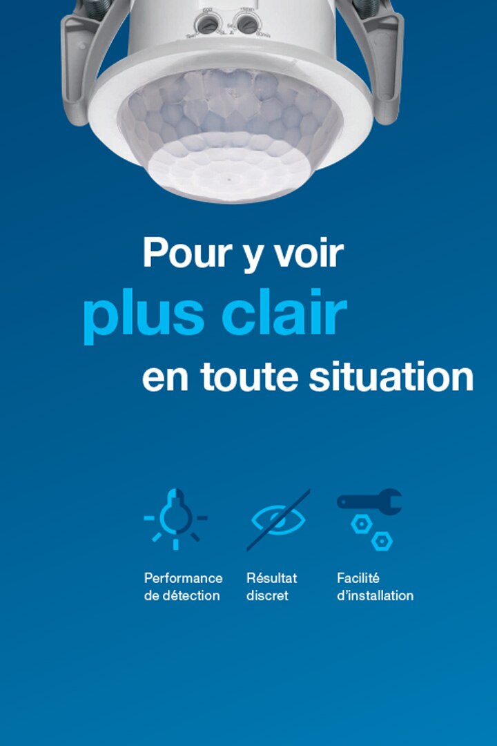 Publicité pour un capteur de lumière à détecteur de mouvement haute performance, discret et facile à installer