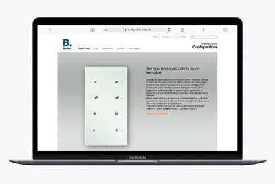Immagine di un computer portatile con la videata principale del configuratore TS Sensor Berker