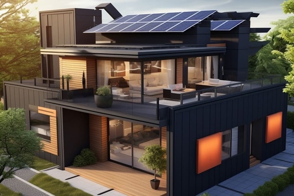 Vista dall’esterno di un’abitazione singola, dal design moderno