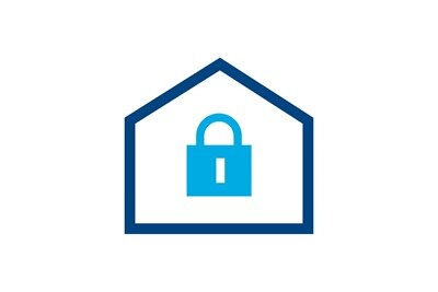 Pittogramma di una casa con all’interno un lucchetto su sfondo neutro
