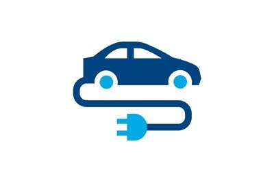 Pittogramma di una auto elettrica con cavo per la ricarica