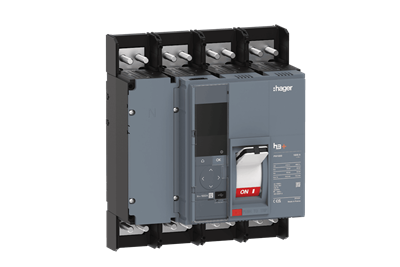 Inter­rut­tore automatico sentinel Energy h3+ PW1600 HMQ991NR Hager su sfondo neutro