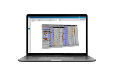 notebook con videata del software di preventivazione quadri elettrici Hagercad
