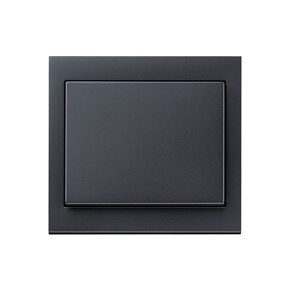 Vista frontale dell'interruttore della luce della serie di design Berker K.1 con bilanciere a 1 via e cornice quadrata in nero