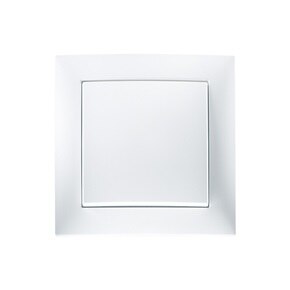 Vista frontale dell'interruttore della luce della serie di design Berker S.1 con cornice bianca su sfondo bianco