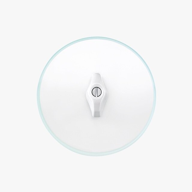 Vista frontale dell'interruttore in vetro della serie Berker Serie Glas con cavo bianco e piastra di copertura in vetro rotonda