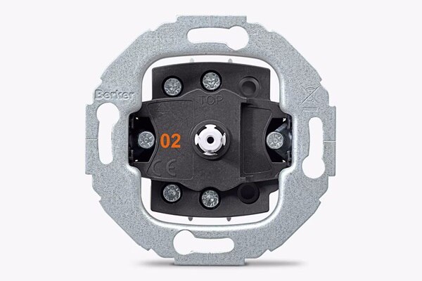  Vista frontale dell'inserto dell'interruttore rotativo Berker Serie 1930 con indicatore numero 02 in colore arancione
