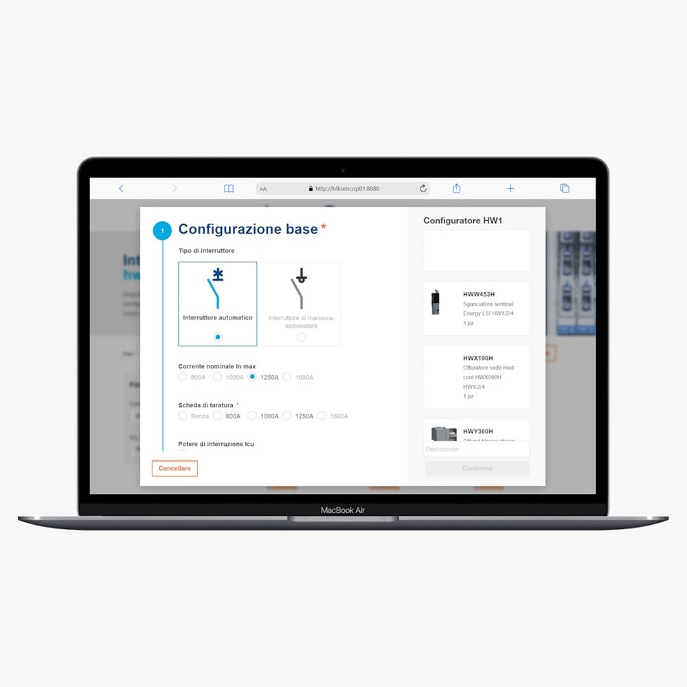 configuratore web interruttori aperti hw
