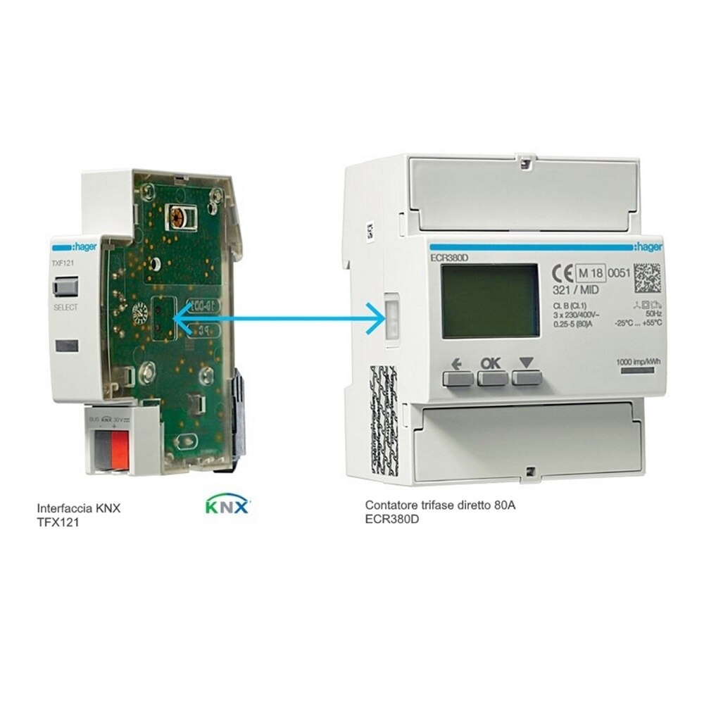 Interfaccia KNX per contatori Hager Bocchiotti