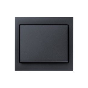 Vista frontale dell'interruttore della luce della serie di design Berker K.1 con bilanciere a 1 via e cornice quadrata in nero