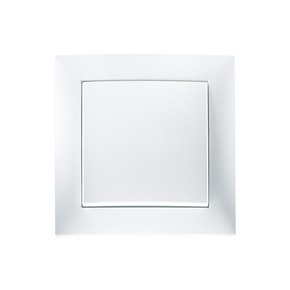 Vista frontale dell'interruttore della luce della serie di design Berker S.1 con cornice bianca su sfondo bianco