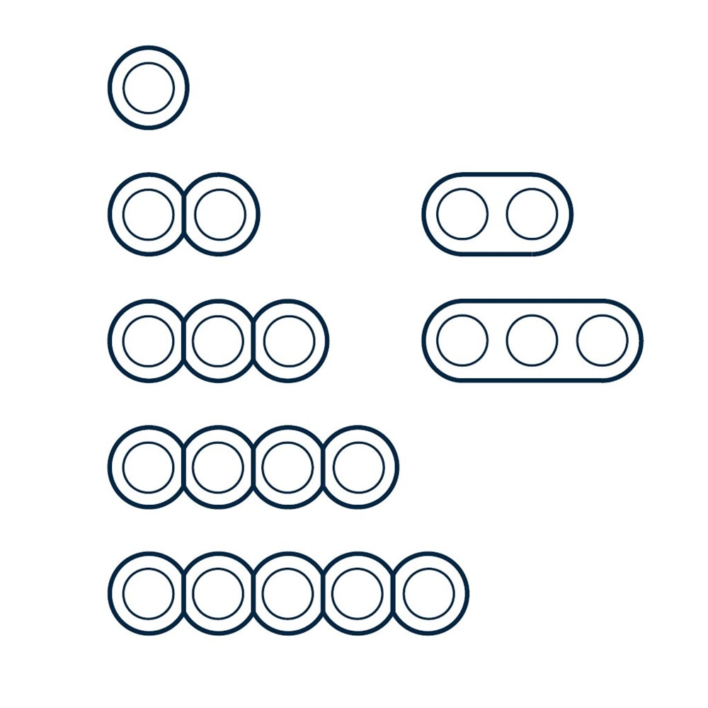 Schema delle dimensioni dei telai della gamma di interruttori Berker 1930 da uno fino a tre moduli con installazione orizzontale o verticale