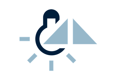 Pittogramma con sorgente luminosa e triangoli per illustrare l'aumento e la diminuzione della luminosità