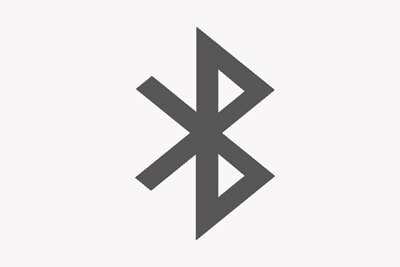 Pittogramma tecnologia bluetooth su sfondo grigio