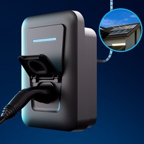 laadpaal zwart werking met zonne-energie