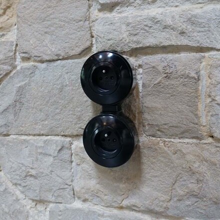 Dubbele schakelaar zwart Berker 1930 opbouw