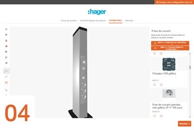 Hager configurator vloerdozen, stopcontactblokken en zuilen, stap 4