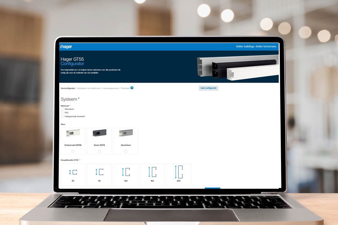 screen met configurator kabelgoten