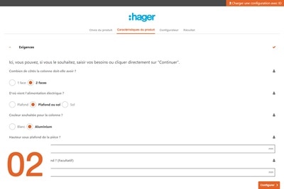 Hager configurator vloerdozen, stopcontactblokken en zuilen, stap 2