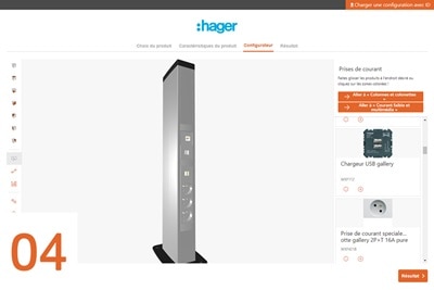 Hager configurator vloerdozen, stopcontactblokken en zuilen, stap 4