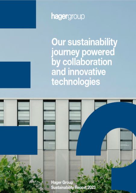 Okładka raportu zrównoważonego rozwoju Hager 2023 Okładka raportu zrównoważonego rozwoju Hager 2023